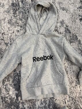 Reebok Light Gray Kids Hooded Sweatshirt with Logo